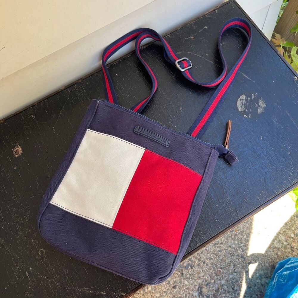 Tommy Hilfiger Flag Canvas Crossbody Bag Preppy 90s Americana Mini Tote